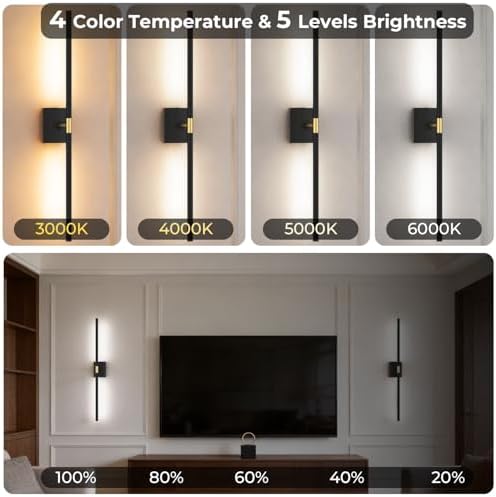 Battery Operated Wall Sconce Set of 2, 10000mAh 4CCT Dimmable - Image 2