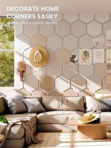 Fluxynara 12-Pack Hexagon Felt Bulletin Board Tiles, Stone Beige - Image 4