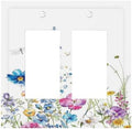 Decorative Outlet Covers Boho Colorful Flowers Plants And Dragonflies 2 Gang by Lightswitchcovers