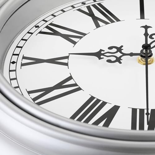 Plumeet Small Retro Wall Clock, Roman Numerals, Battery Operated, EM-8050-SL10 - Image 2