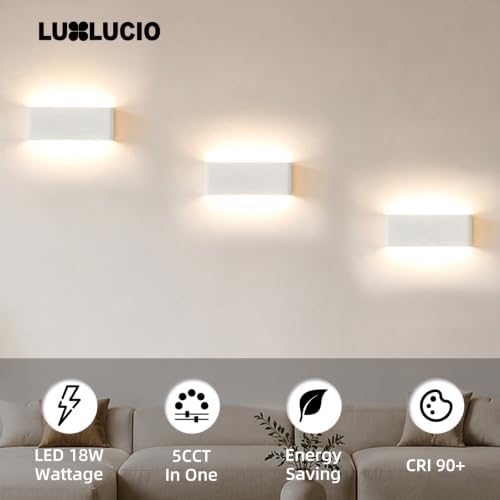 15.4" White Rectangular Indoor Up Down LED Vanity Light, 2 Pack - Image 2