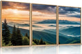 LHIUEM Large Nature Mountain Sunrise Framed Canvas Wall Art, Abstract Landscape by LHIUEM
