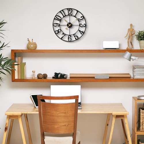 LEIKE Arabic Numeral Wall Clock 14IN Battery Operated Black, Silent Non Ticking - Image 5