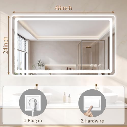 BEAUTYPEAK 24"x48" LED Bathroom Mirror - Image 3