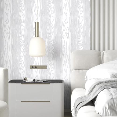 Yun-aeon White and Silver Wood Contact Paper 17.3"x200" Rustic Wooden Peel and - Image 6