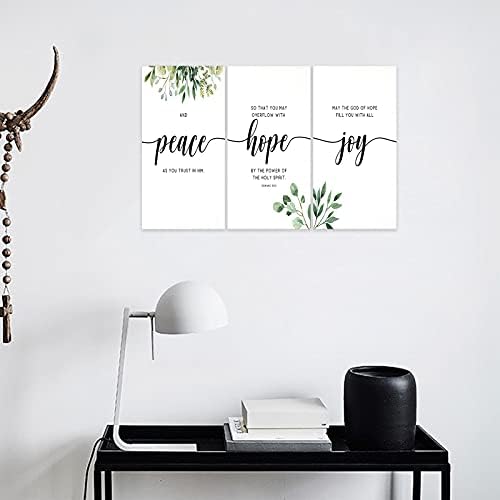 3 Piece Inspirational Wall Art, Quotes "Peace Hope Joy" Canvas Print - Image 4