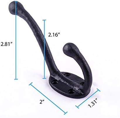 Renovators Supply Manufacturing Double Wall Hook, Wrought Iron Black Powder Coat - Image 3