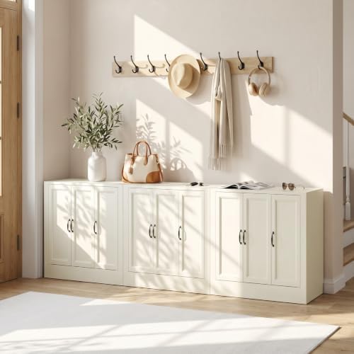 117" Modular Buffet Sideboard Cabinet Set of 3, Extra Long Coffee Bar Storage - Image 7