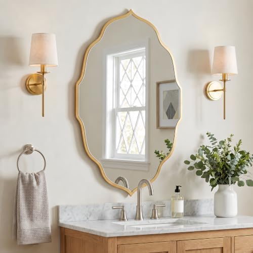 PERFNIQUE Gold Scalloped Wall Mirror, Large Decorative Mirror by PERFNIQUE