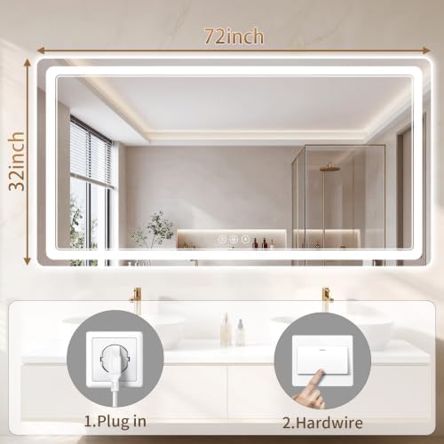 BEAUTYPEAK 32"x72" LED Bathroom Mirror - Image 3