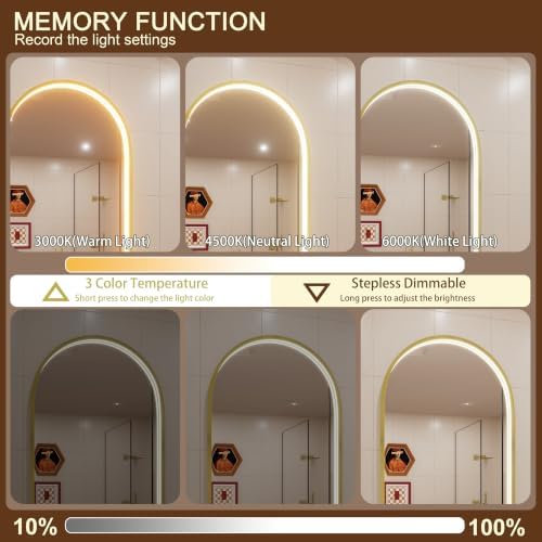 24"x36" Gold LED Bathroom Mirror - Image 2