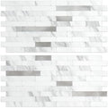 DICOFUN 20 Sheets White Peel and Stick Backsplash Tile, Faux Stone PVC Mixed by DICOFUN