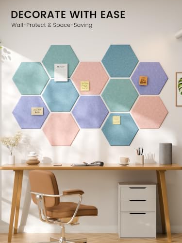 Fluxynara Extra Large 12-Pack Felt Bulletin Board Tiles, Coastal Haze - Image 4