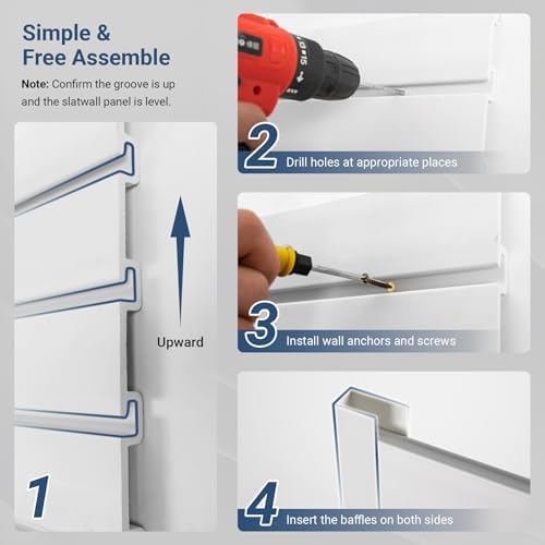 Neoaider Slatwall Panel 4 FT x 4 FT, Interlocking Slat Wall Paneling - Image 5