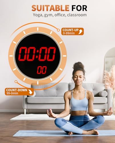 12" Large Digital Wall Mount Clock, 12 RGB Color Alarm - Image 6