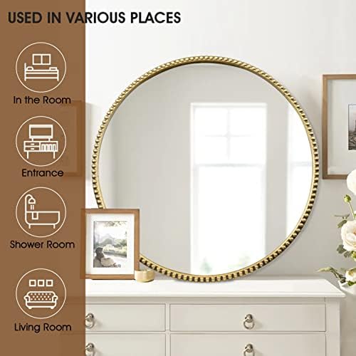 Round Bathroom Wall Mirror, Wall Mounted Large Circle Makeup Mirror - Image 6