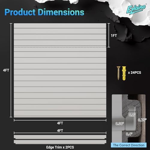 Ezlaino Slatwall, 4ft x 4ft PVC Slat Wall Paneling Garage Wall Organizer - Image 2