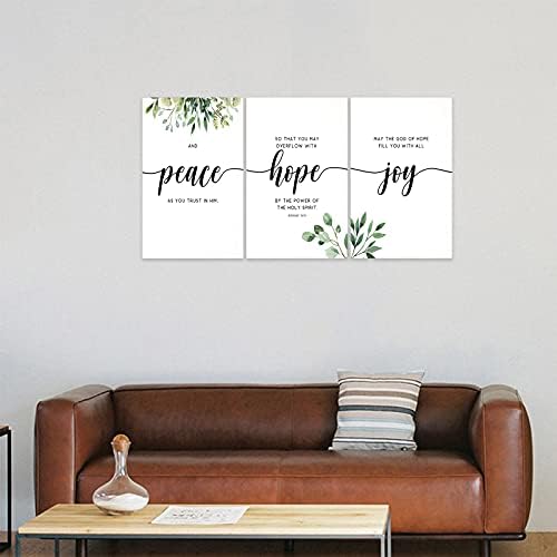 3 Piece Inspirational Wall Art, Quotes "Peace Hope Joy" Canvas Print - Image 3