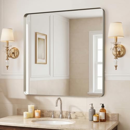 36"x36" Bathroom Vanity Mirror for Wall Aluminum Framed Farmhouse Rectangle by Kosmonia