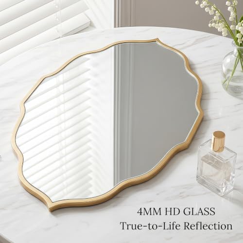 PERFNIQUE Gold Scalloped Wall Mirror, Large Decorative Mirror - Image 4