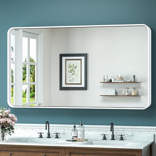 TokeShimi 48 x 24 Inch Bathroom Mirror White Vanity Wall Mirror by TokeShimi