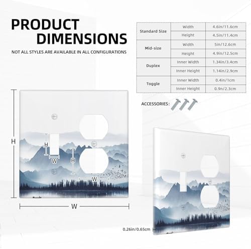 Wallplates Mountain Foggy Lake Boat Grey Blue Forest Birds 1 Toggle 1 Duplex - Image 5