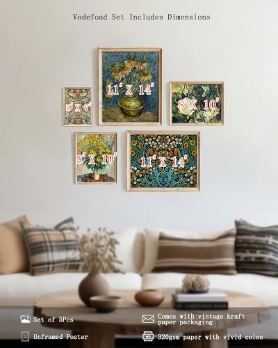 Vodefoad William Morris Prints Set of 5, Vintage Eclectic Flower Gallery Wall - Image 4
