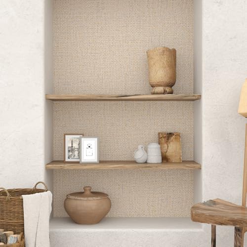 Beige Grasscloth Peel and Stick Wallpaper Prepasted Faux Grass Cloth Textured - Image 6