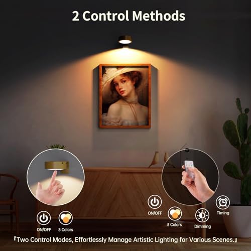 3 Pack Picture Lights for Wall, Rechargeable Battery Operated wall lights - Image 4