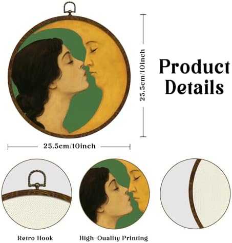 KLYTINK Romantic Moon and Young Girl Round Wall Art, Vintage-Inspired Celestial - Image 3