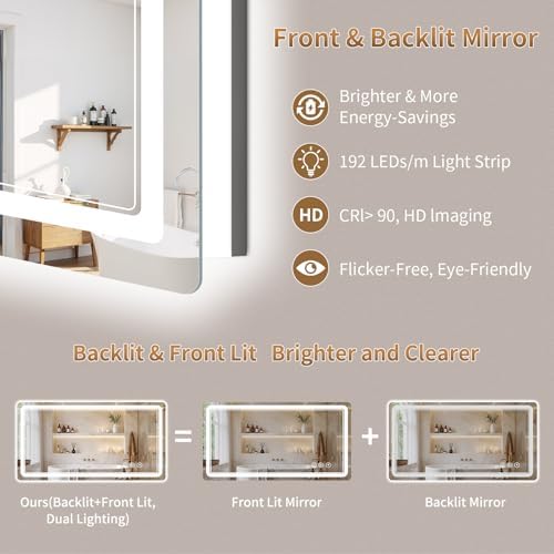 BEAUTYPEAK 24"x48" LED Bathroom Mirror - Image 2