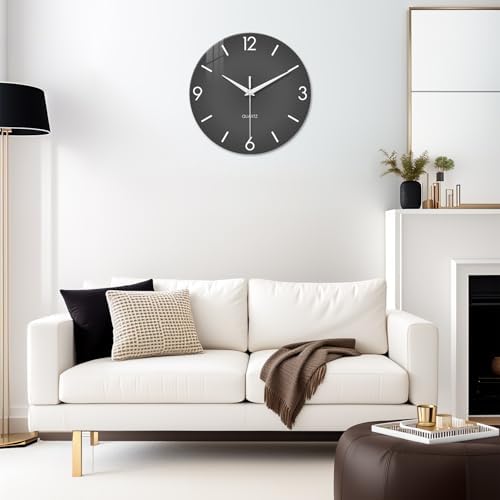 XFM 24 Inch Large Grey Wall Clocks Battery Operated Simple - Image 2