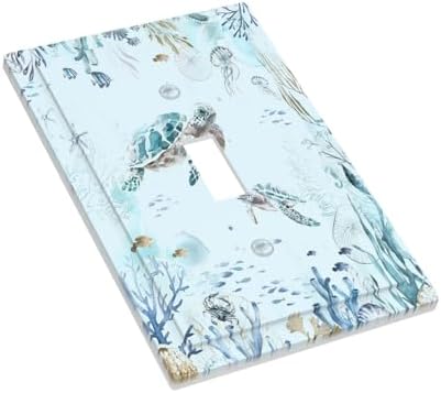 Decorative Light Switch Cover Teal Blue Ocean Sea Turtle Seabed Plants 1 Gang - Image 3