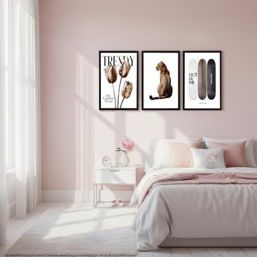 Trendy Leopard Print Wall Art Preppy Aesthetic Stylish Canvas Wall Decor - Image 2