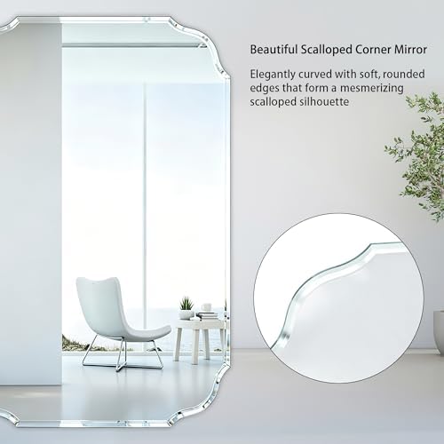 36" x 24" Silver Wall Mirror Beveled Edge Frameless Mirrors - Image 4