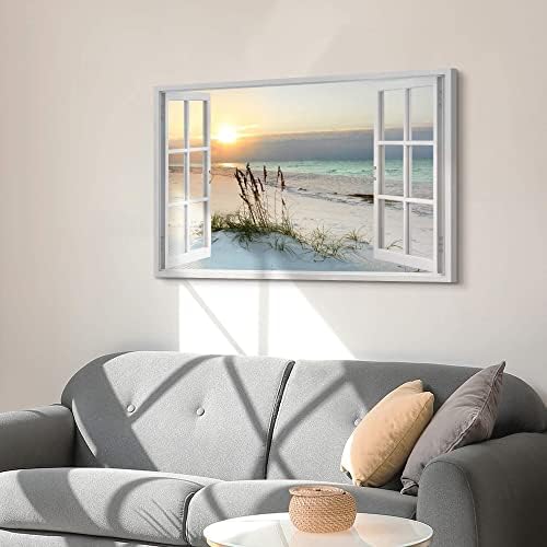 Sea Whisper Beach Window Art Wall Decor: 30x45 Inch Ocean Artwork Coastal - Image 3