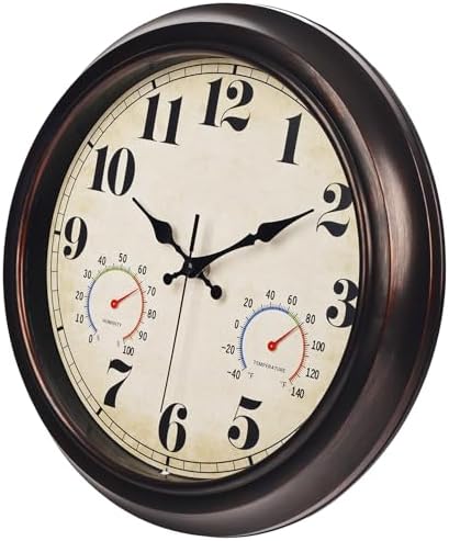 JENLYSTIME 13 Inch Dark Brown Vintage Waterproof Wall Clock - Image 3