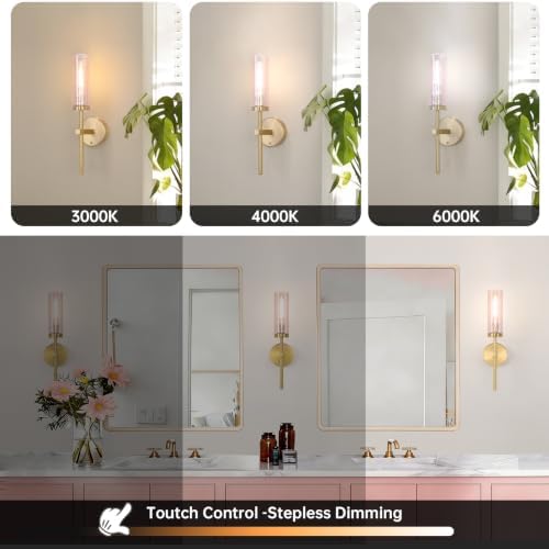 Shenmoyl Battery Operated Wall Sconces Set of 2, Dimmable Wall Lights - Image 3