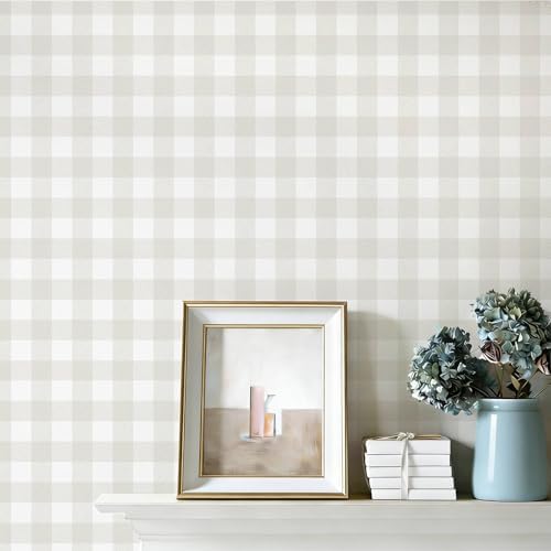 Plaid Wallpaper Neutral Wallpaper 196"×17.3" Checkered Wall Paper Peel and by Fiula