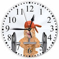 Fitness Cat Wall Clock 10 Inch Battery Operated Lifting A Heavy Big Dumbbell by Unknown