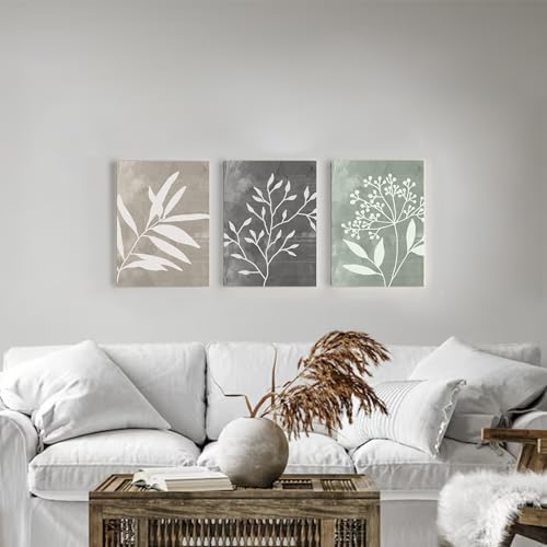 Vintage Botanical Wall Art Set of 3 Prints, Boho Framed Canvas Wall Art - Image 2