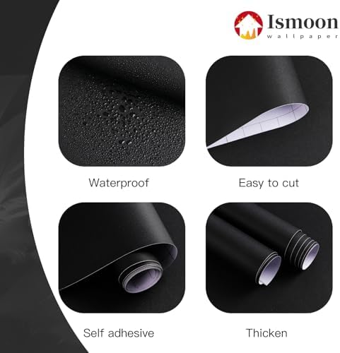 Ismoon 15.7''x236''Peel and Stick Wallpaper Black Contact Paper - Image 4