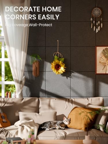 Bumusty 48"x 36" Large Felt Bulletin Board Tiles, Charcoal Gray - Image 4