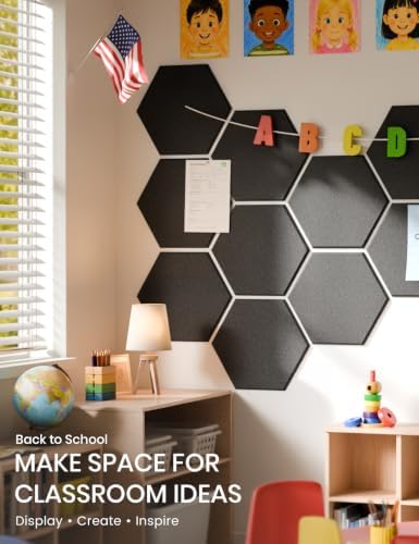 Fluxynara 12-Pack Hexagon Felt Bulletin Board Tiles - Image 5
