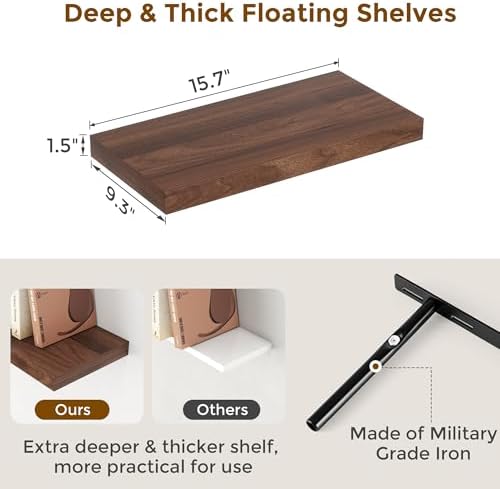 Fun Memories 16 Inch Long Floating Shelves, 9.3 Inch Deep Floating Shelf - Image 3