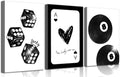 3Pcs Black and White Lucky Dice Canvas Wall Art Trendy Lucky 8 Ball Pictures by Zuowclli
