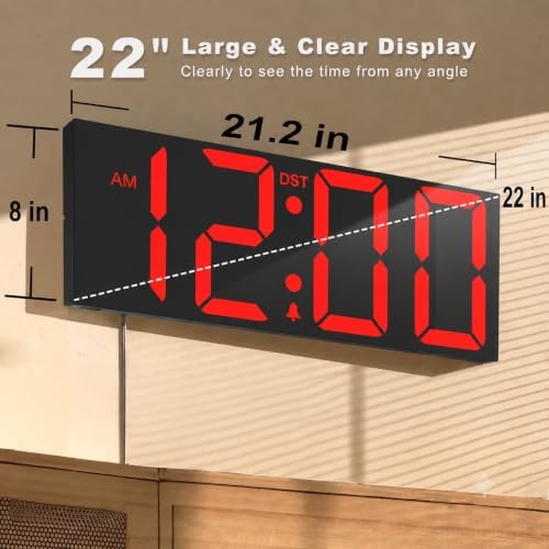 JALL 22" Large Digital Wall Clock - Image 2