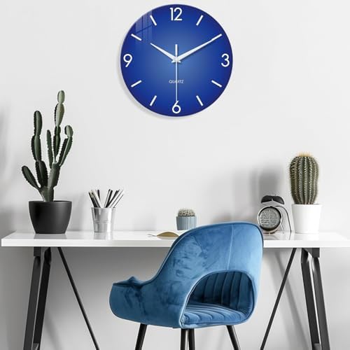 XFM Blue Glass Wall Clock 14 Inch Modern Simple - Image 4