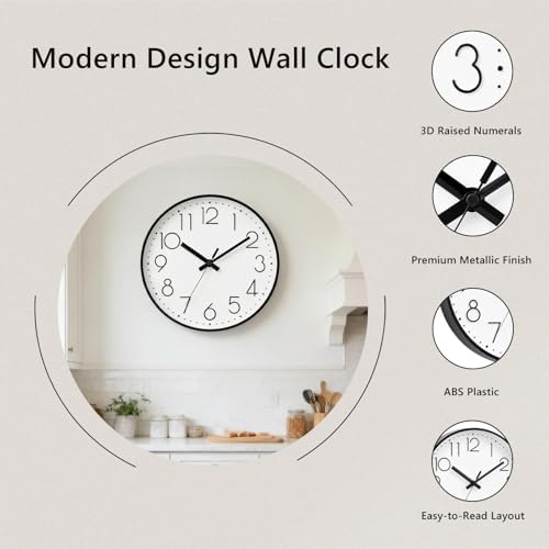 DAXSMY Wall Clock 14 Inch White Decorative, Battery Operated Silent - Image 4