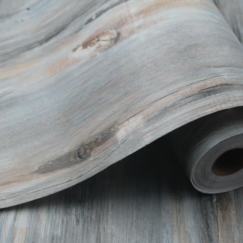 Wood Grain Peel and Stick Floor Tiles, 11.8" W × 118" L, Tide‑Washed by auxua
